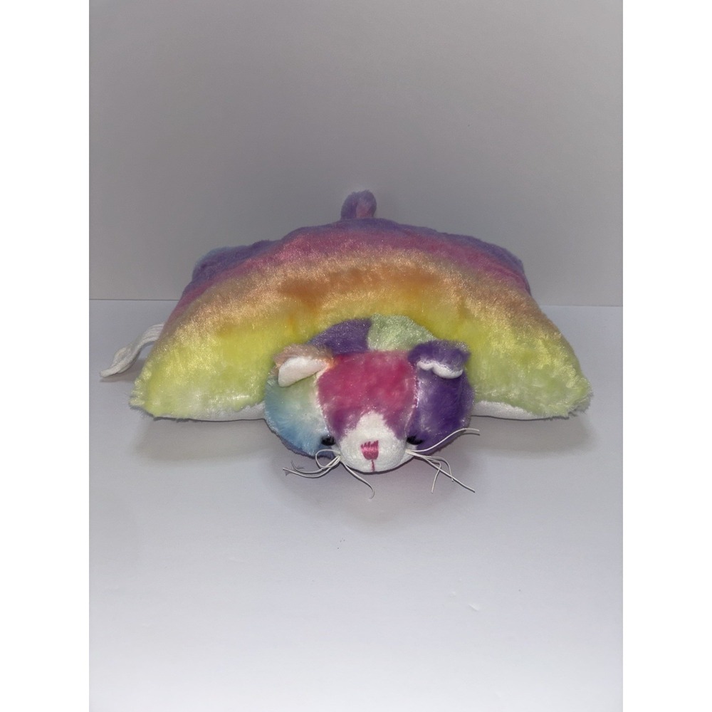 Pillow Pets Cosmic Kitty Cat Plush Pillow Pastel Rainbow Stuffed Animal Peewees